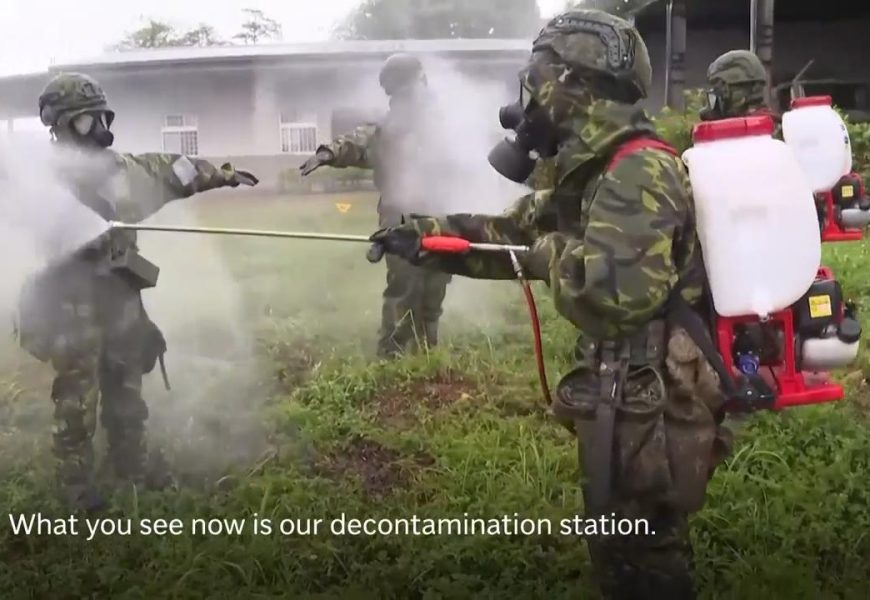 Taiwan Army conducts decontamination drill during Han Kuang exercises